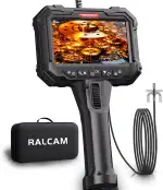 Ralcam Endoskopkamera mit Licht, Endoscope Camera mit 210° beweglichem Kopf, 5" HD Bildschirm, IP67 Inspektionskamera, Rohrkamera für Auto & Haus (5.5mm Sonde/1,5M Elastischer Schlangenrohr)