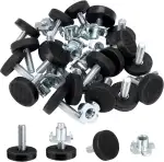 Ouligay 16Pcs Möbelfüße Verstellbar Regulierschraube Justierschraube Nivellierfüße Verstellschraube Stellfüße mit Einschlagmutter M6 Ø 21mm Sockel Höhenverstellbar für Tischbeine Schrankbeine Sofa