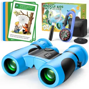 Fernglas für Kinder 8X21 mit Lupe & Kompass & Entdeckerkarten - Outdoor Schatzsu