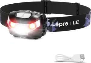 LE Stirnlampe LED Wiederaufladbar, USB Kopflampe mit Rotlicht& 5 Lichtmodi, IPX4