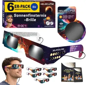 Helioclipse - 6x Sonnenfinsternis brille CE zertifiziert EN ISO 12312-2 - Solar 