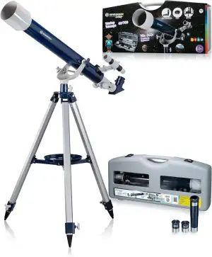 Bresser junior Linsenteleskop 60/700 AZ mit azimutalem Stativ, LED Sucher, Trans