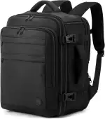 VANKEV Eurowings Ryanair EasyJet Wizz Air Handgepäck Erweiterbar 40x30x20 bis 40x30x25, 24L bis 30L, Sitzunter Rucksack für Reisen passt zu 15,6 Zoll Laptops schwarz