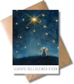 WBdesignz Verträumte Sternenkind Karte mit Umschlag - einfühlsame Karte bei Verlust eines Kindes oder Sternenkinds – liebevolle Erinnerungskarte mit Sternenhimmel & Maus (DIN A6)