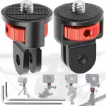 2 Stück Stativ Adapter, 360° Einstellung Stativ Adapter, 1/4 Zoll Adapter Kamerahalter, Gewinde Adapter Kamera, Mit 2 Schraubenschlüsseln, Für Gopro, Sjcam und Anderen Action-Kameras(Rot)