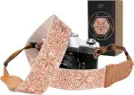 Padwa Lifestyle Khaki Stickerei Kameragurt - 2“ Rindsleder Kopf Kameragurt für Fotografen, Vintage Jacquard Stickerei gewebt Baumwolle verstellbare Schulter Nackenriemen für Kameras, Ferngläser