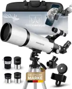 Teleskop 80600 – Refraktor-Fernrohr, 800 mm Brennweite, 60 mm Öffnung mit 3 Okularen + 3× Barlow-...