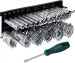 GRAFT Schlauchschellen Wandhalter Set | 227 Stück | Inklusive Halterung und Schraubendreher | Rohrschellen Set | Einstellbare Schlauchklemmen | Schlauchschelle Sortiment | Organizer Rack