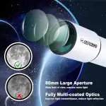 Celticbird Teleskop für Erwachsene, leistungsstarkes Reiseteleskop für Erwachsene, Astronomie Anfängergeschenke, 80mm Apertur 900 Refraktor Teleskop mit AZ-Halterung, Tragetasche, Telefonhalterung