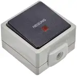 as - Schwabe Heizungsnotschalter - Schalter beleuchtet - Aufputz - Lichtschalter Feuchtraum - UV-beständig - Anschluss Leitungen bis max. 2-5mm² - 230V/10A - IP54 - grau - Made in Germany, 62454