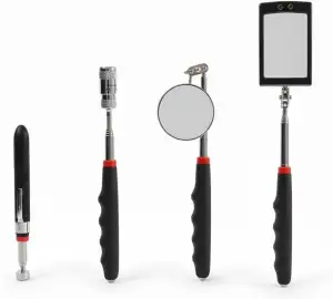Pick up 4er Set Teleskop Werkzeugset LED Magnet Inspektionsspiegel Spiegel Heber
