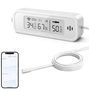 WLAN Thermometer Hygrometer Innen, WiFi Temperatursensor mit Fühler und Tuya/Sma