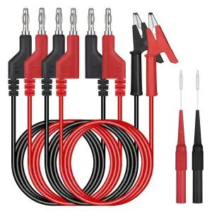 Hejo 6 Stück Messleitungen Set mit Krokodilklemmen Kabel, 4 Stück 4mm Bananenste