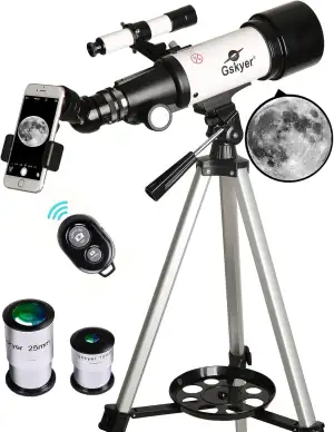 Gskyer Teleskop, 70 mm Öffnung 400 AZ-Mount Astronomisches Refraktions für Kinde
