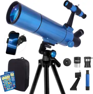 Telescope 80500 for Adults & Kids, Refractor Telescope with Tripod, Phone Adapte
