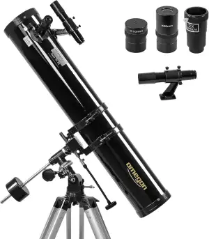 Omegon Teleskop N 114/900 EQ-1 | Spiegelteleskop Einsteiger | Parallaktische EQ-