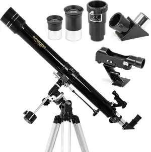 Omegon Teleskop AC 70/900 EQ-1 | hochwertiges-Linsenteleskop | präzise Montierun
